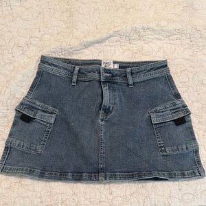 Denim Mini Skirt with Pockets